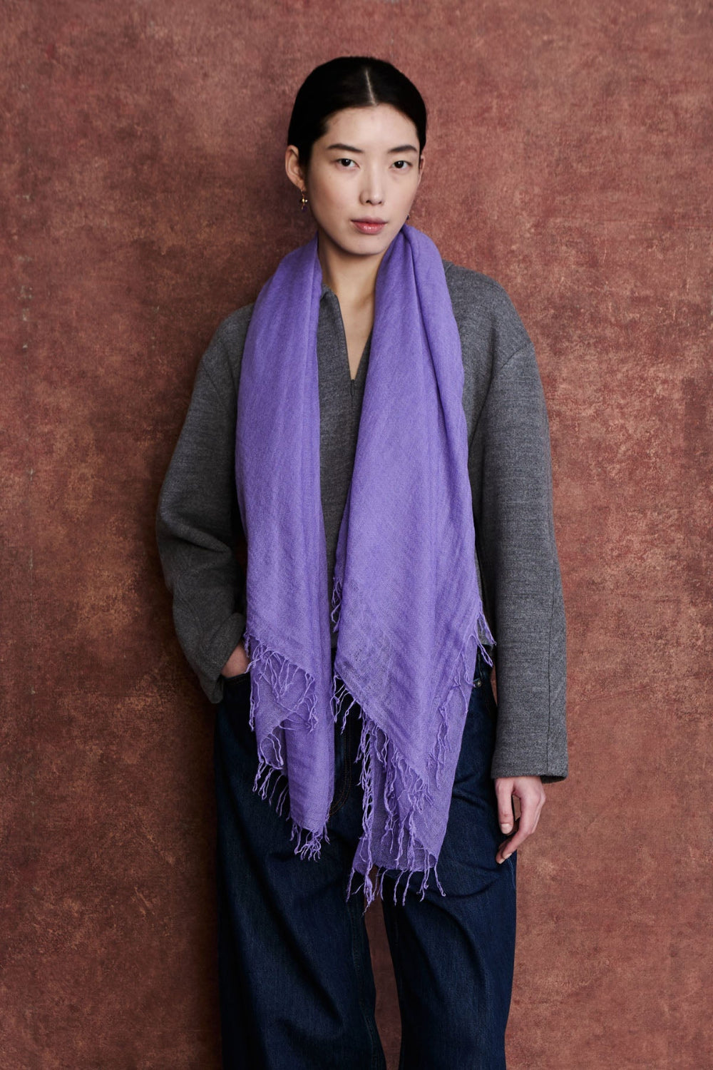 Cashmere and Silk Scarf Purple