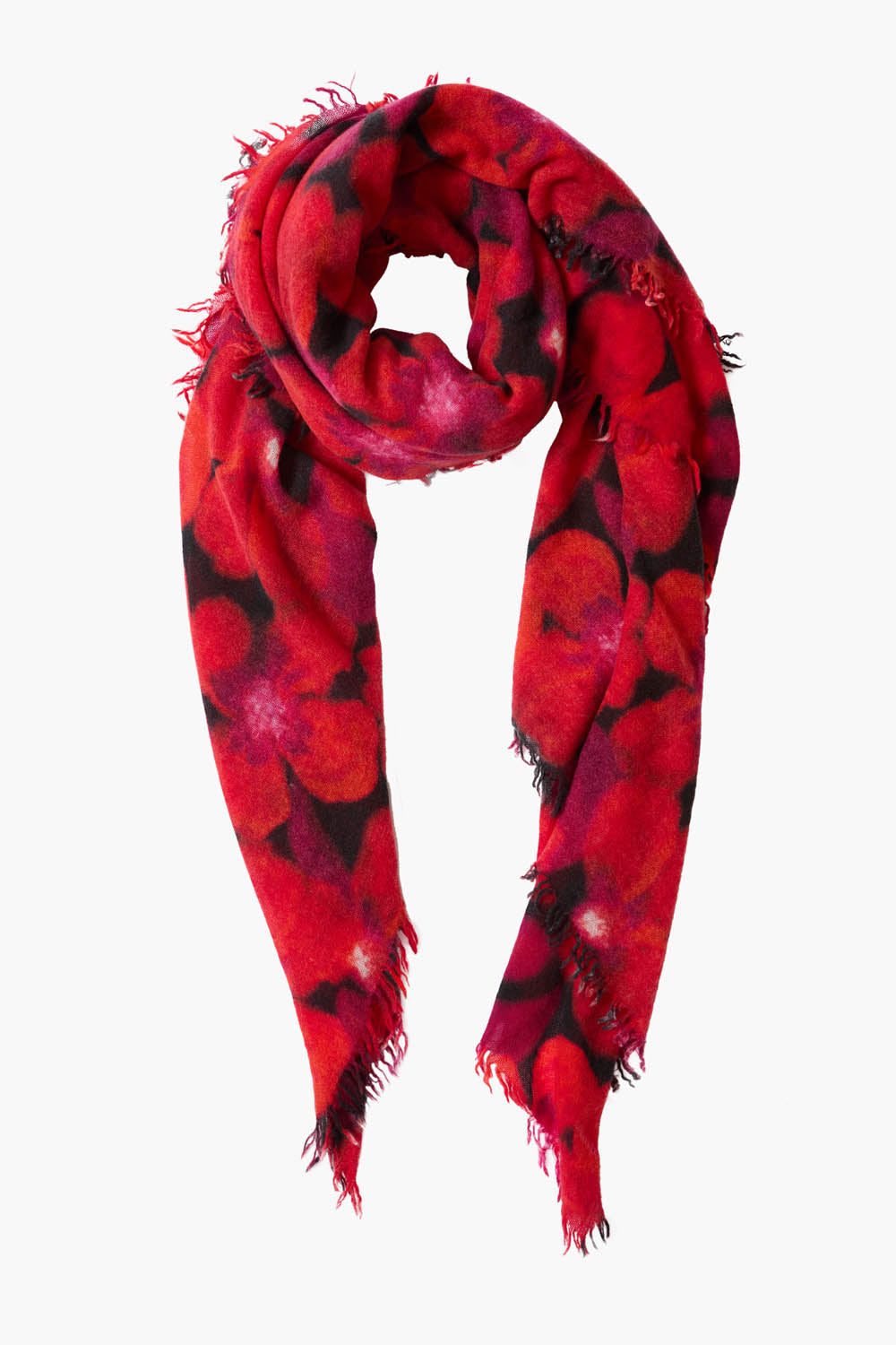 100% Cashmere Scarf Primrose Red Floral