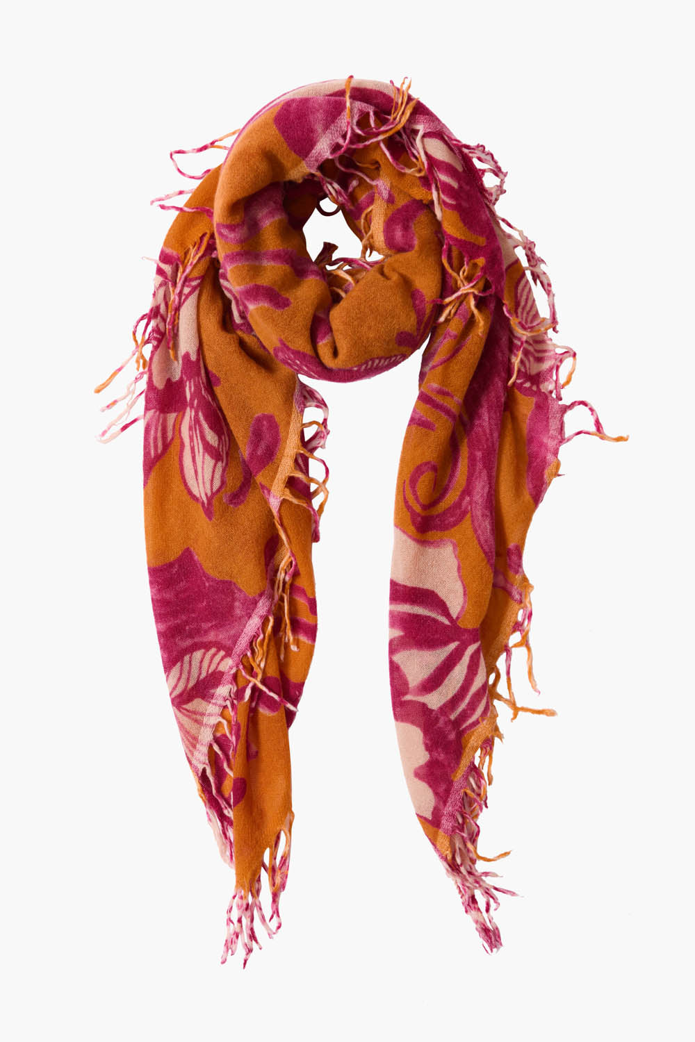 100% Cashmere Scarf Gold Floral