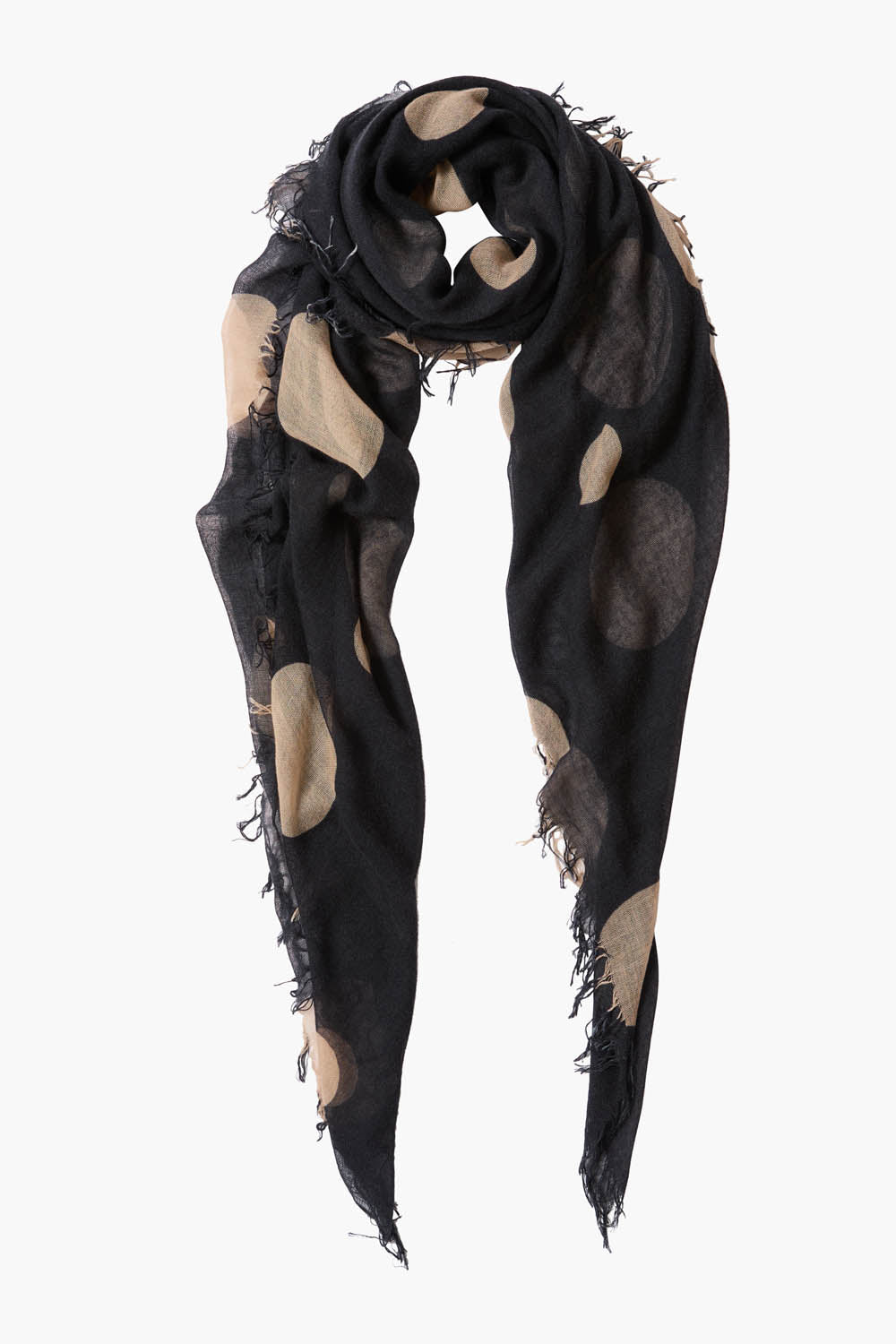 Cashmere and Silk Scarf Black Polka Dot