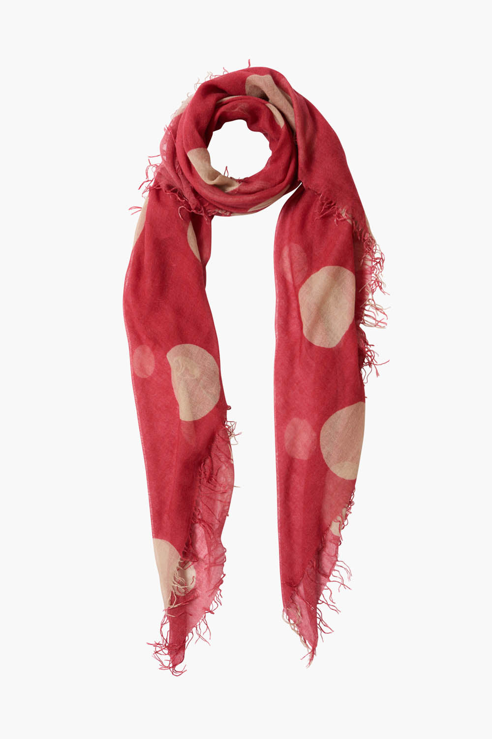 Cashmere and Silk Scarf Red Polka Dot