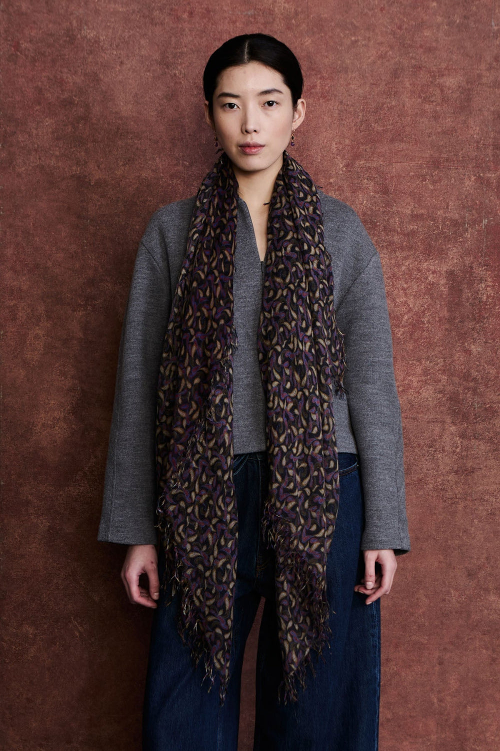 Cashmere and Silk Scarf Lapis Paisley