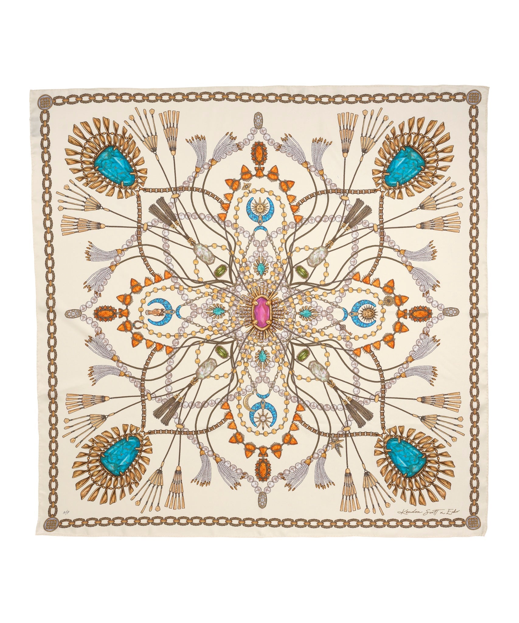 Kendra Scott Echo100 Silk Scarf featuring jewelry