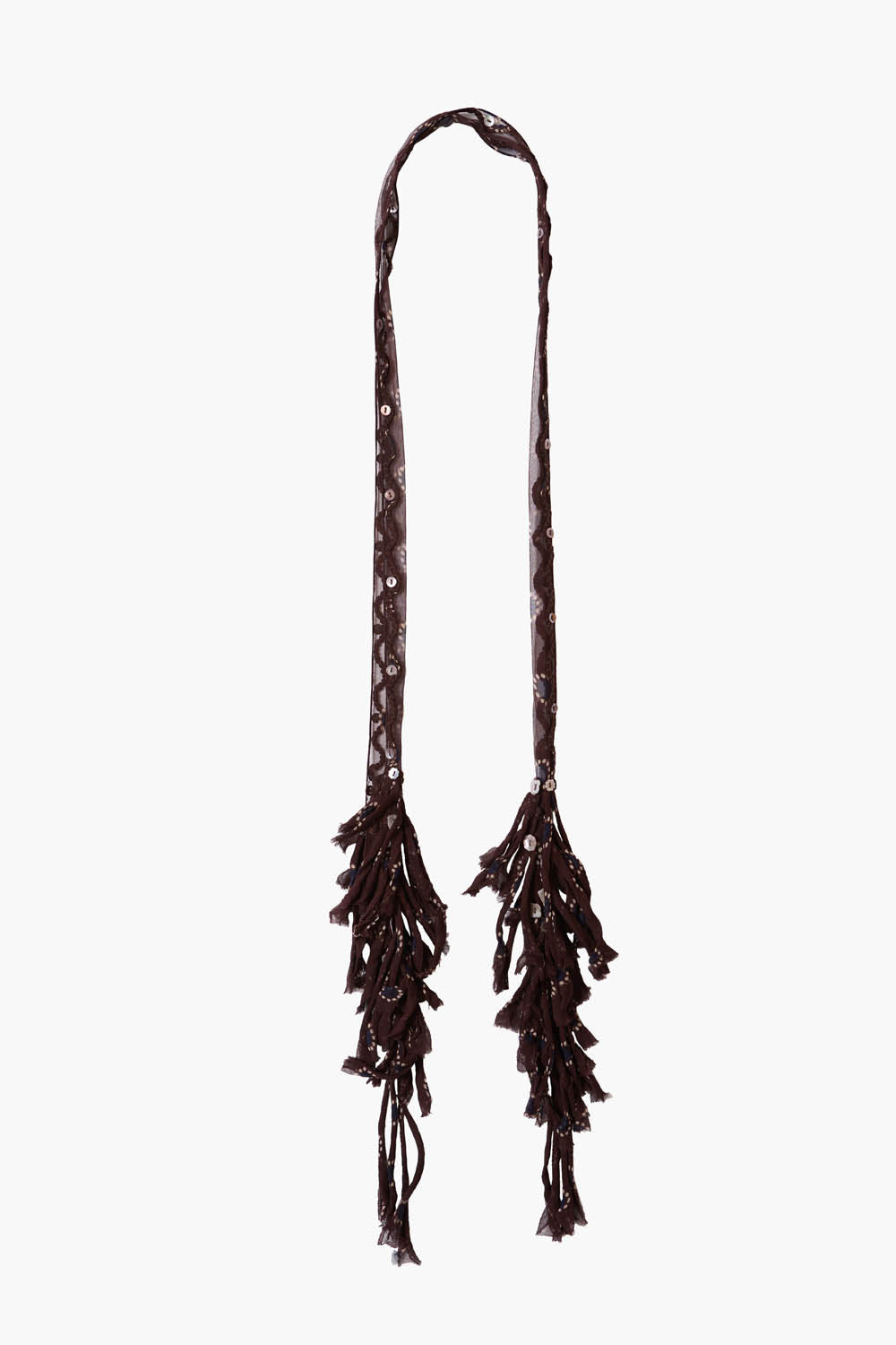 Fringe Skinny Scarf Chocolate Dot