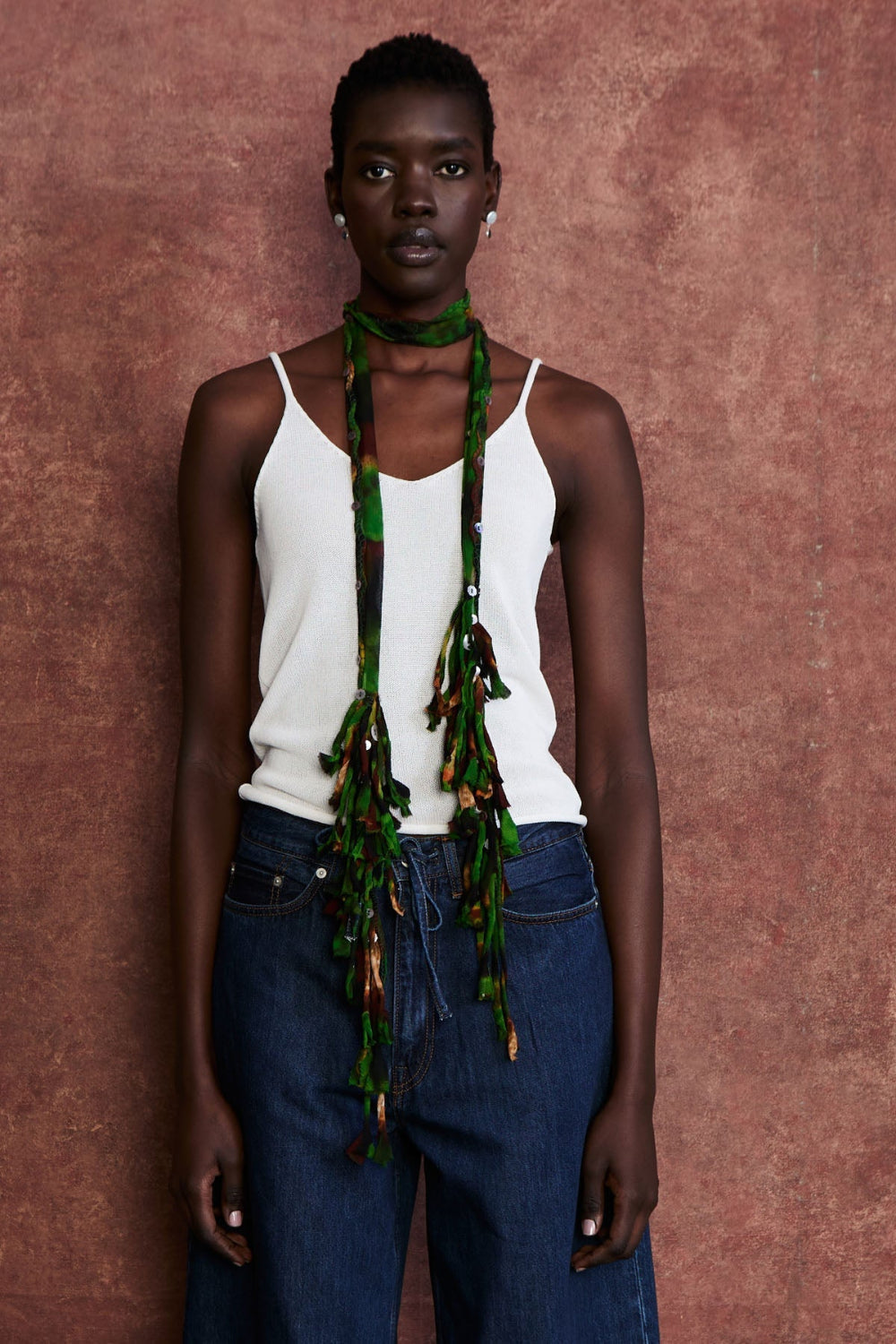 Fringe Skinny Scarf Primrose Green