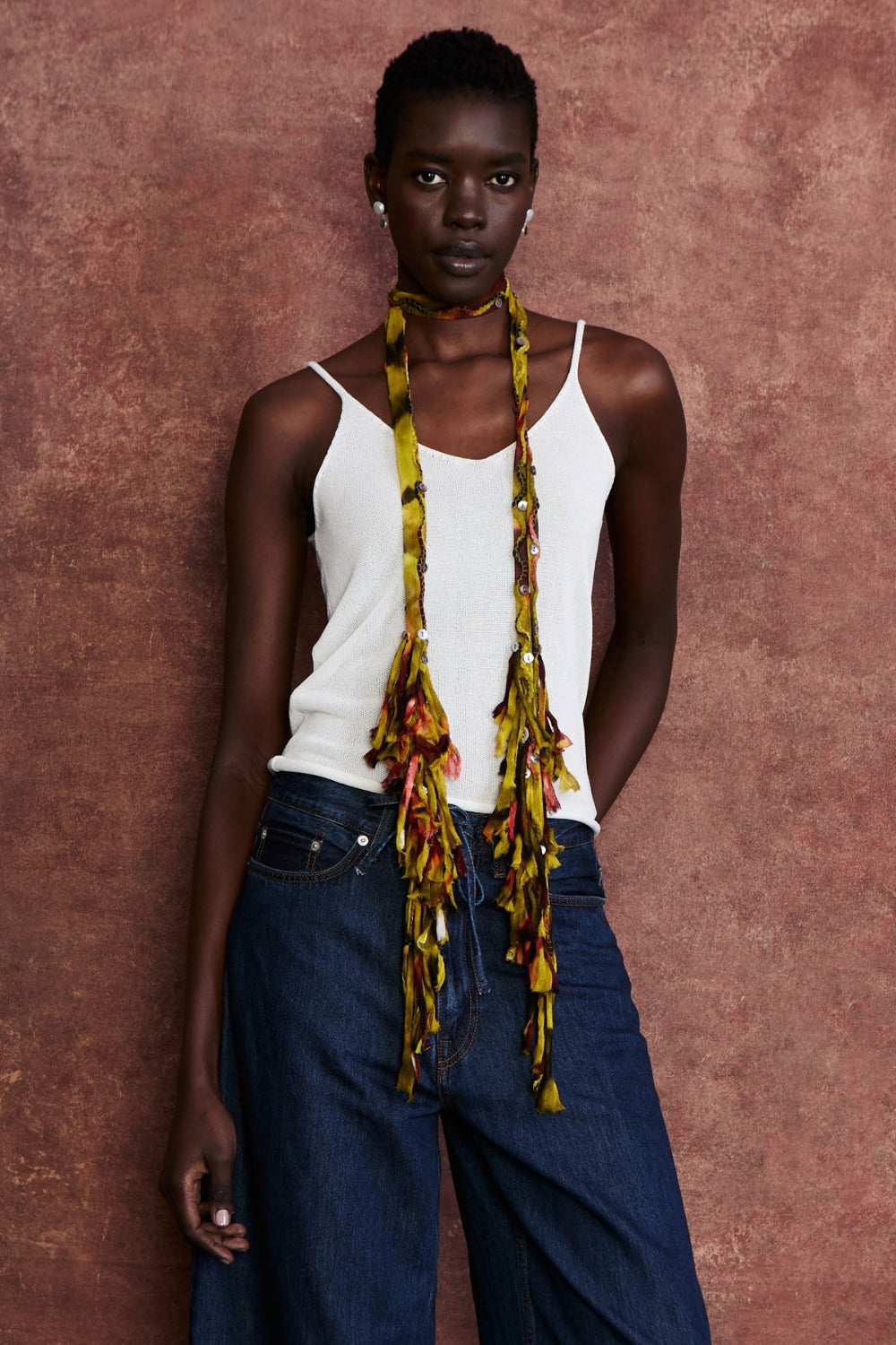 Fringe Skinny Scarf Primrose Yellow